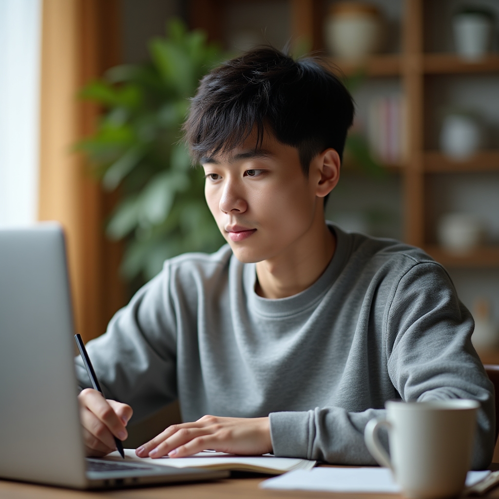 Participant luând notițe în timpul unei sesiuni online despre inteligență artificială